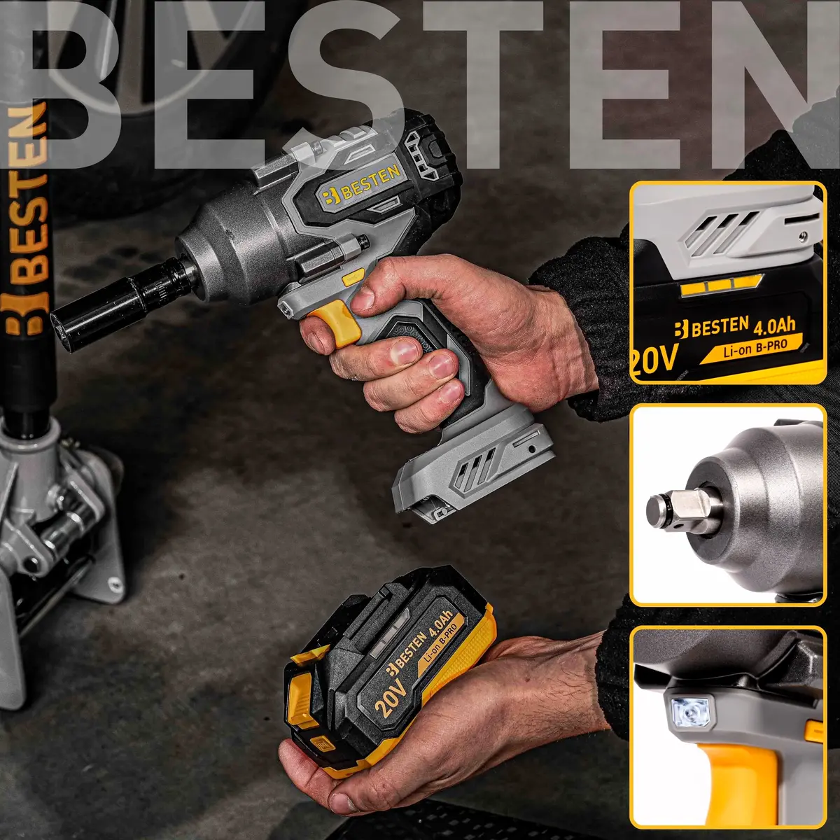 Klucz udarowy BESTEN BE0002872 - zastosowanie.